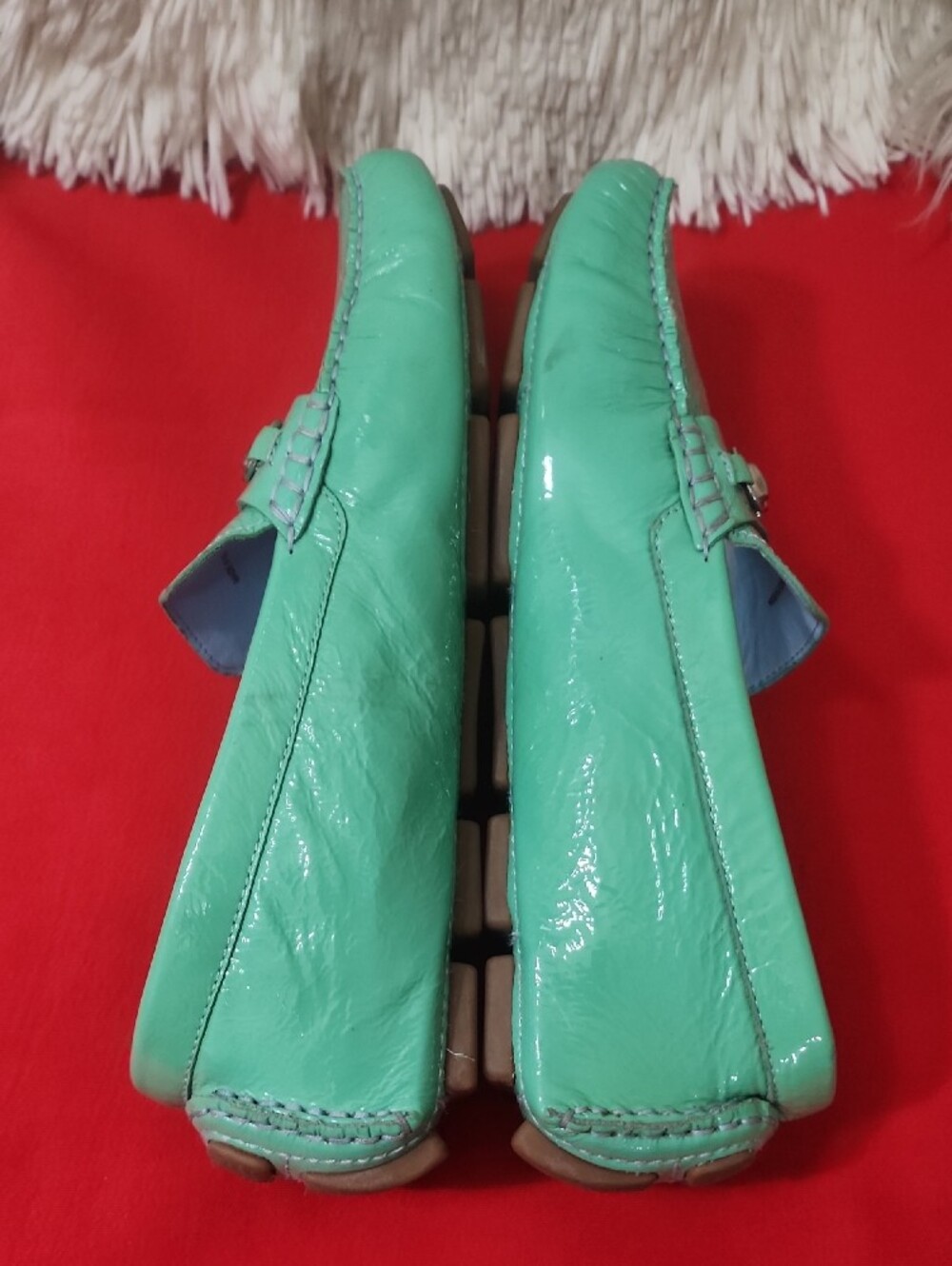 Cole Haan Women's Mint Green Leather Loafers - Picture 6 of 13